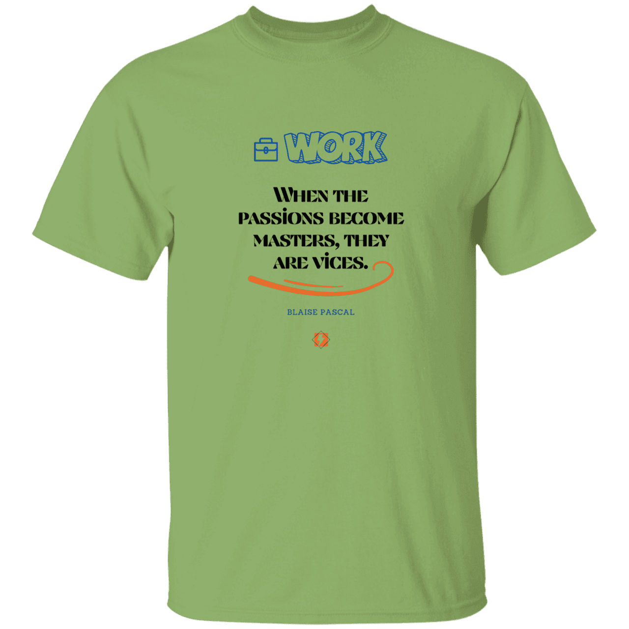 Men’s T-Shirt Heavyweight G500 with inspiring Pascal quote: BP118 - Vices are passions that have become masters - Color: Kiwi