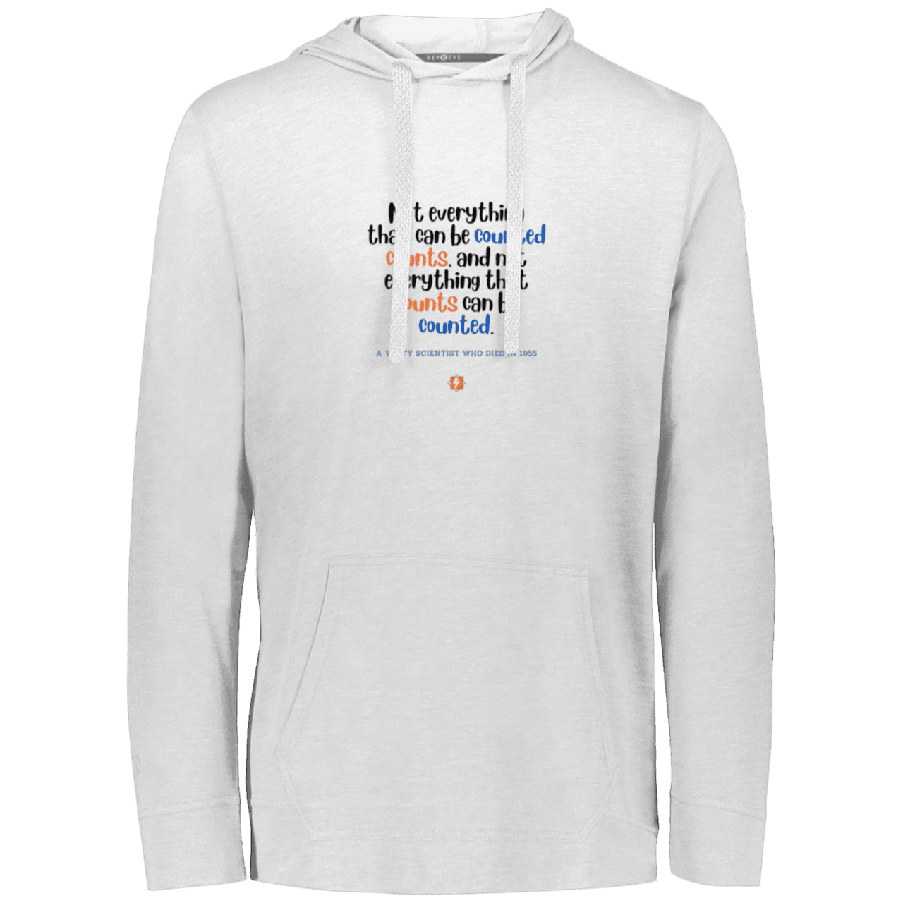 Men's T-Shirt Hoodie Eco Triblend 222577 with inspiring Einstein quote: E104 - Not everything that can be counted counts - Color: White