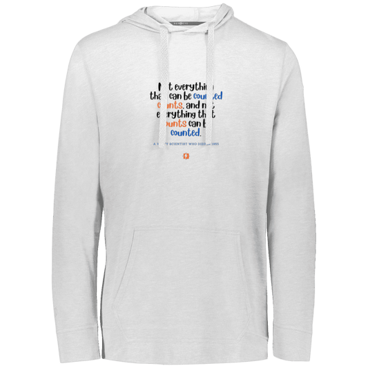 Men's T-Shirt Hoodie Eco Triblend 222577 with inspiring Einstein quote: E104 - Not everything that can be counted counts - Color: White