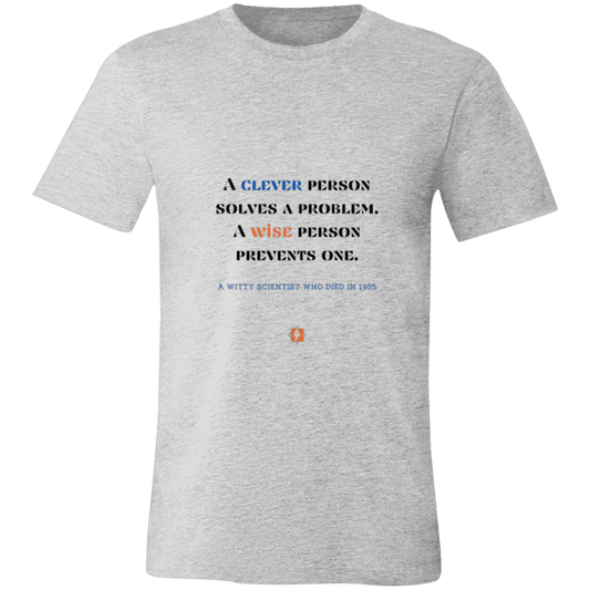 Men's T-Shirt Jersey Pre-shrunk Cotton 3001C with inspiring Einstein quote: E110 - Be clever, but better to be wise - Color: Athletic Heather