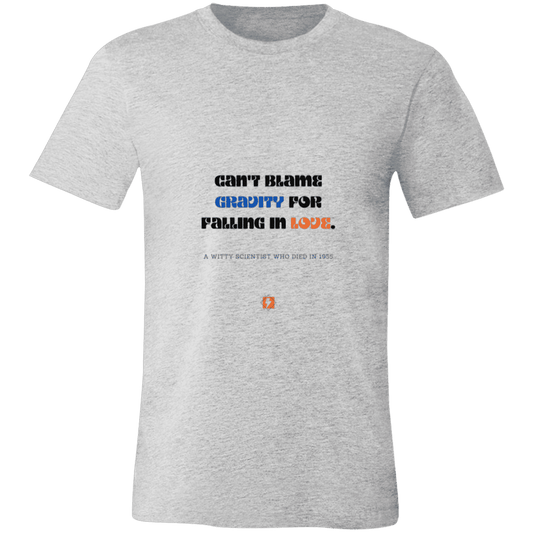 Men's T-Shirt Jersey Pre-shrunk Cotton 3001C with inspiring Einstein quote: E123 - Can't blame gravity for falling in love - Color: Athletic Heather