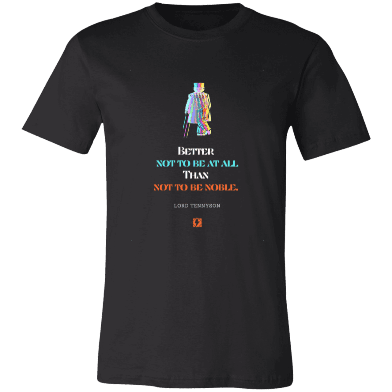 Men's T-Shirt Jersey Short-Sleeve 3001C with inspiring Tennyson quote: LT102 - Being noble is what counts - Color: Black