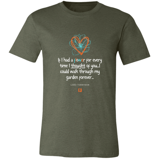 Men's T-Shirt Jersey Short-Sleeve 3001C with inspiring Tennyson quote: LT104 - Thinking of you - Color: Heather Military Green