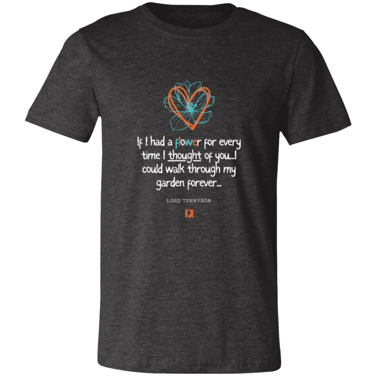 Men's T-Shirt Jersey Short-Sleeve 3001C with inspiring Tennyson quote: LT104 - Thinking of you - Color: Dark Grey Heather