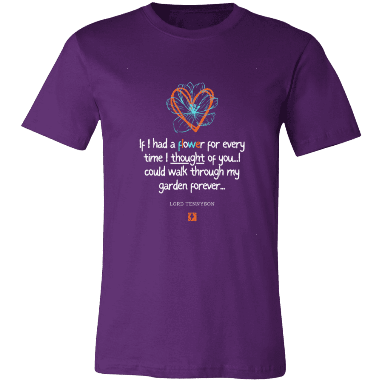 Men's T-Shirt Jersey Short-Sleeve 3001C with inspiring Tennyson quote: LT104 - Thinking of you - Color: Team Purple