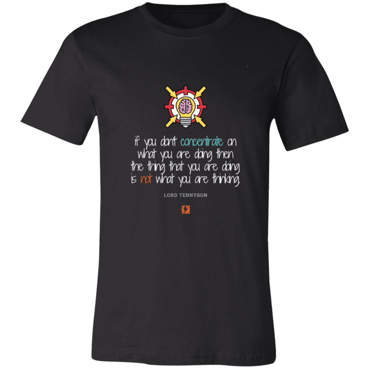 Men's T-Shirt Jersey Short-Sleeve 3001C with inspiring Tennyson quote: LT105 - Concentrate on your task - Color: Black