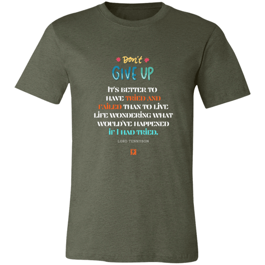 Men's T-Shirt Jersey Short-Sleeve 3001C with inspiring Tennyson quote: LT106 - Failure better than non-attempt - Color: Heather Military Green