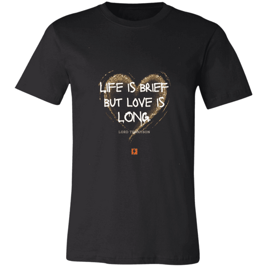 Men's T-Shirt Jersey Short-Sleeve 3001C with inspiring Tennyson quote: LT108 - Life vs Love - Color: Black