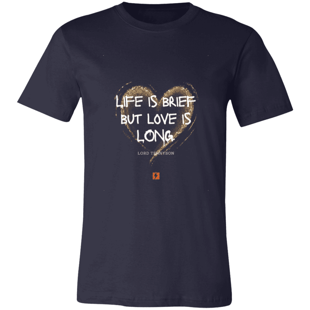 Men's T-Shirt Jersey Short-Sleeve 3001C with inspiring Tennyson quote: LT108 - Life vs Love - Color: Navy