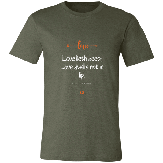 Men's T-Shirt Jersey Short-Sleeve 3001C with inspiring Tennyson quote: LT110 - Love is in the depth of the heart - Color: Heather Military Green