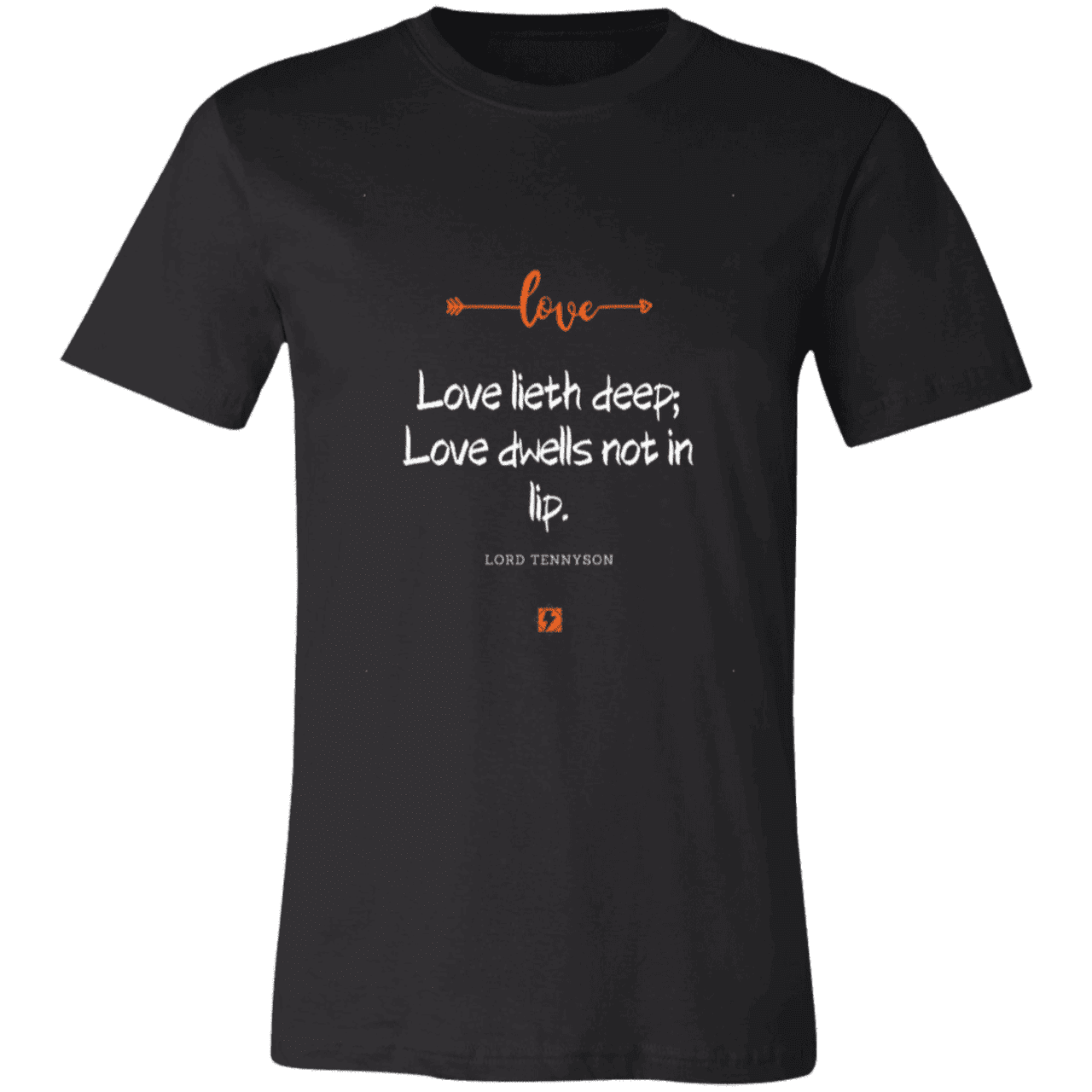 Men's T-Shirt Jersey Short-Sleeve 3001C with inspiring Tennyson quote: LT110 - Love is in the depth of the heart - Color: Black