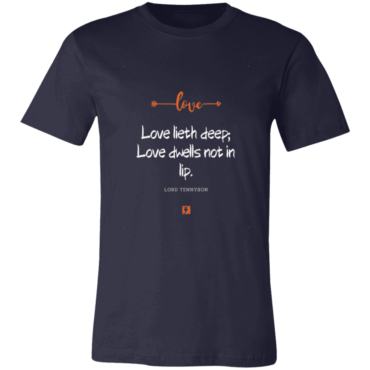 Men's T-Shirt Jersey Short-Sleeve 3001C with inspiring Tennyson quote: LT110 - Love is in the depth of the heart - Color: Navy