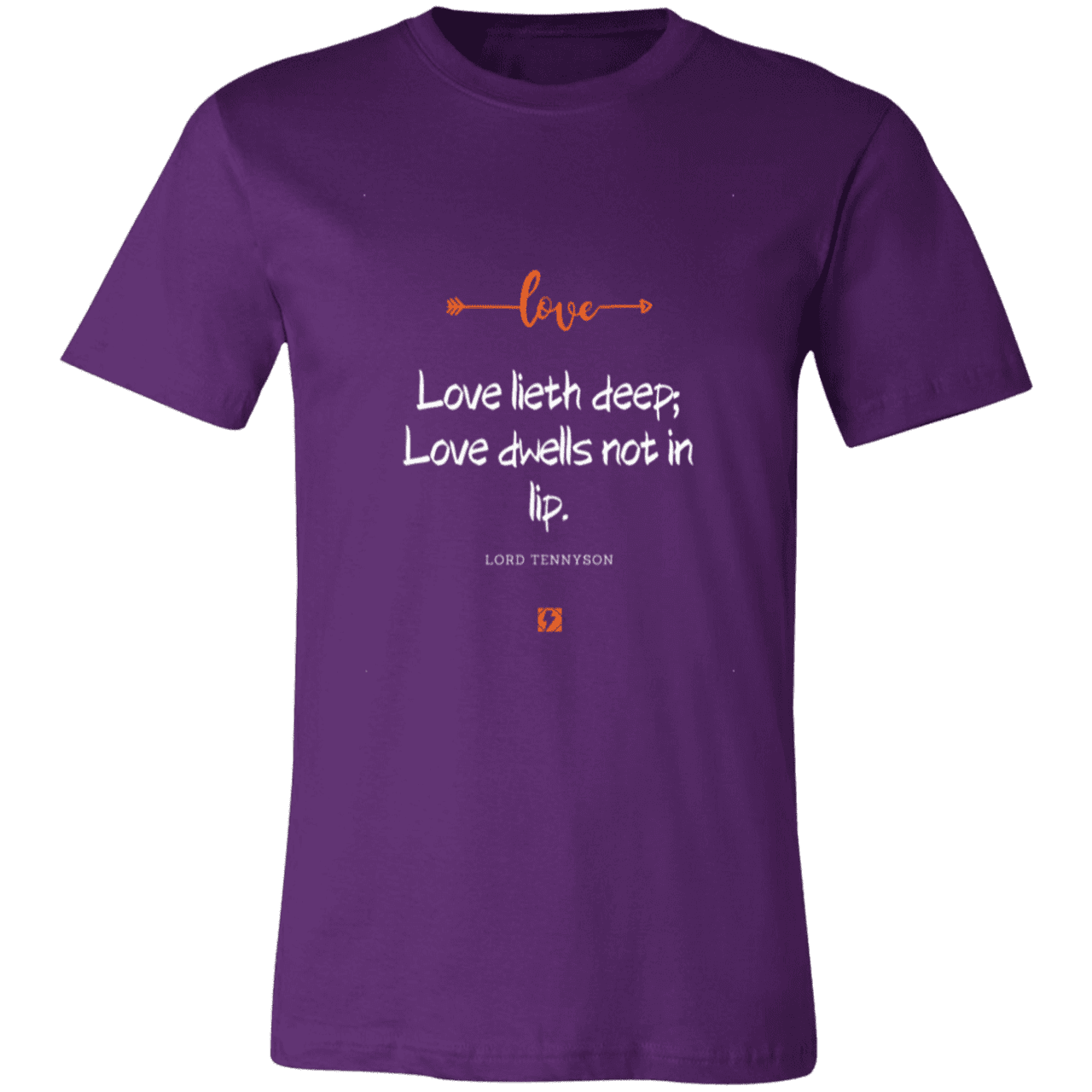 Men's T-Shirt Jersey Short-Sleeve 3001C with inspiring Tennyson quote: LT110 - Love is in the depth of the heart - Color: Team Purple