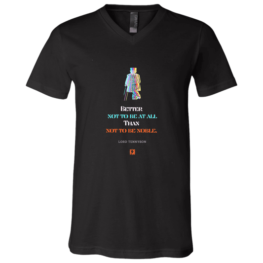 Men's T-Shirt Jersey Short-Sleeve V-neck with inspiring Tennyson quote: LT102 - Being noble is what counts - Color: Black