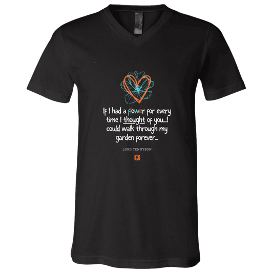 Men's T-Shirt Jersey Short-Sleeve V-neck with inspiring Tennyson quote: LT104 - Thinking of you - Color: Black