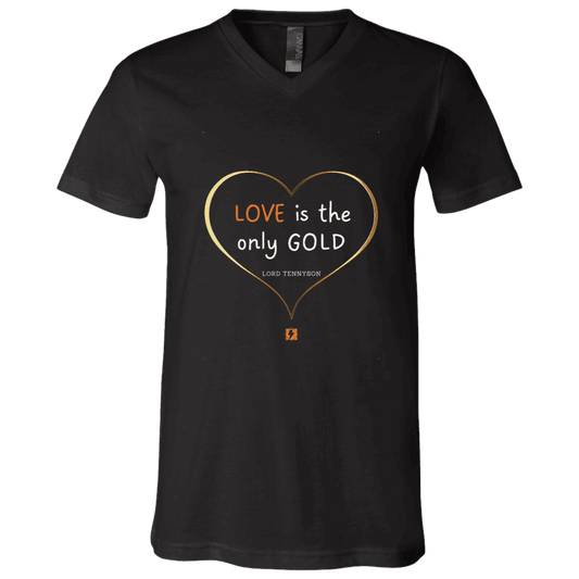 Men's T-Shirt Jersey Short-Sleeve V-neck with inspiring Tennyson quote: LT109 - Love is Gold - Color: Black