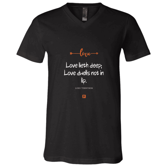 Men's T-Shirt Jersey Short-Sleeve V-neck with inspiring Tennyson quote: LT110 - Love is in the depth of the heart - Color: Black