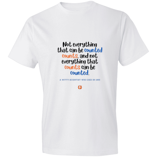 Men's T-Shirt Lightweight 980 with inspiring Einstein quote: E104 - Not everything that can be counted counts - Color: White