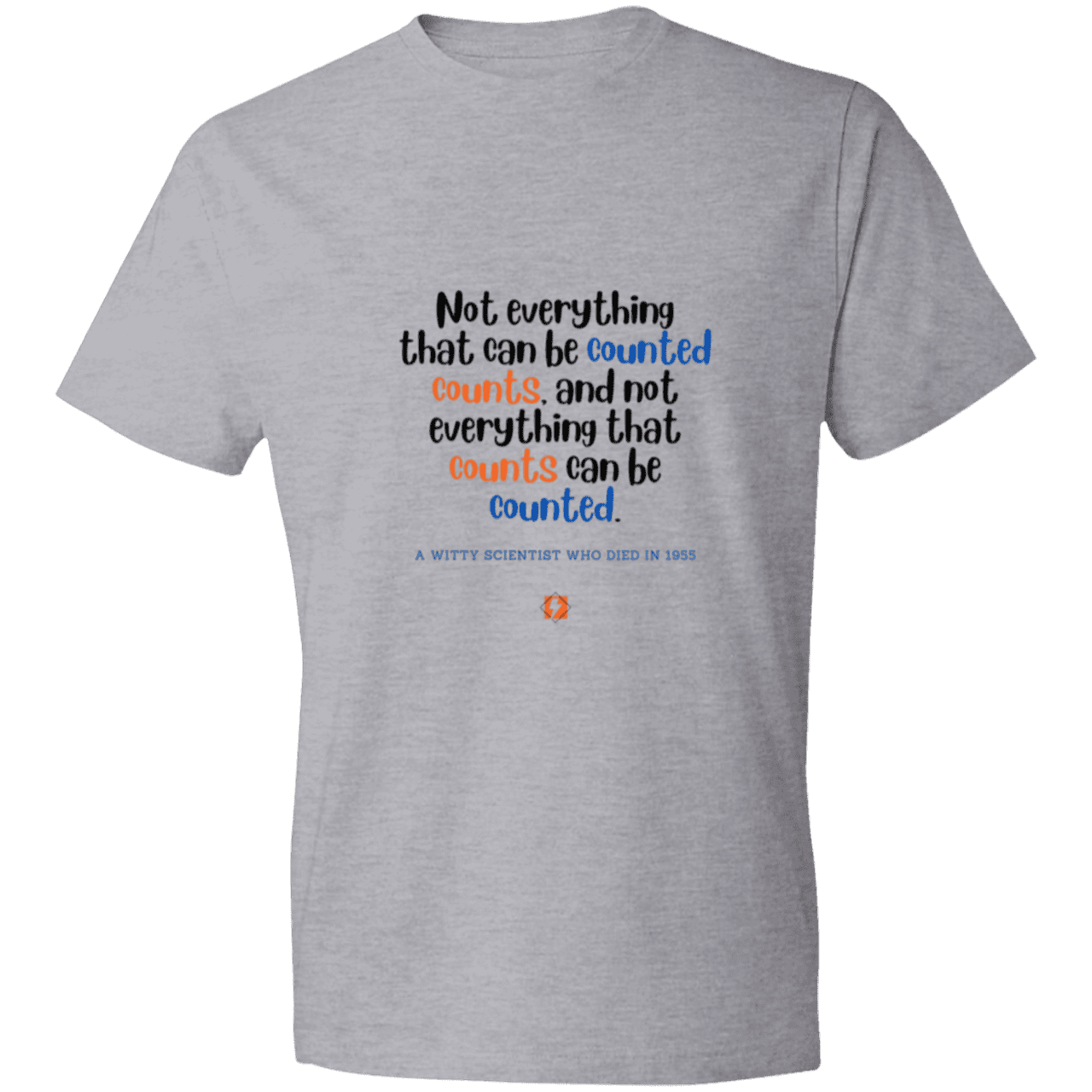 Men's T-Shirt Lightweight 980 with inspiring Einstein quote: E104 - Not everything that can be counted counts - Color: Heather Grey