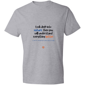 Men's T-Shirt Lightweight 980 with inspiring Einstein quote: E108 - Look to nature to understand everything - Color: Heather Grey