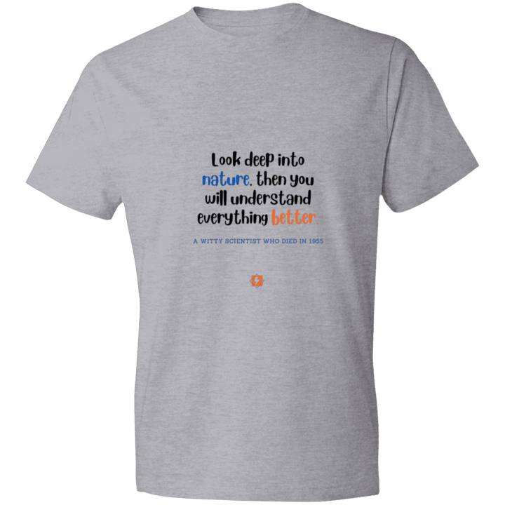 Men's T-Shirt Lightweight 980 with inspiring Einstein quote: E108 - Look to nature to understand everything - Color: Heather Grey