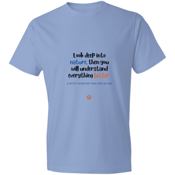 Men's T-Shirt Lightweight 980 with inspiring Einstein quote: E108 - Look to nature to understand everything - Color: Light Blue