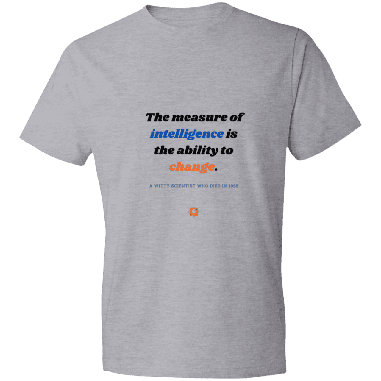 Men's T-Shirt Lightweight 980 with inspiring Einstein quote: E117 - Intelligence is the ability to change - Color: Heather Grey