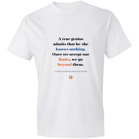 Men's T-Shirt Lightweight 980 with inspiring Einstein quote: E119 - A genius is conscious of one's limits - Color: White