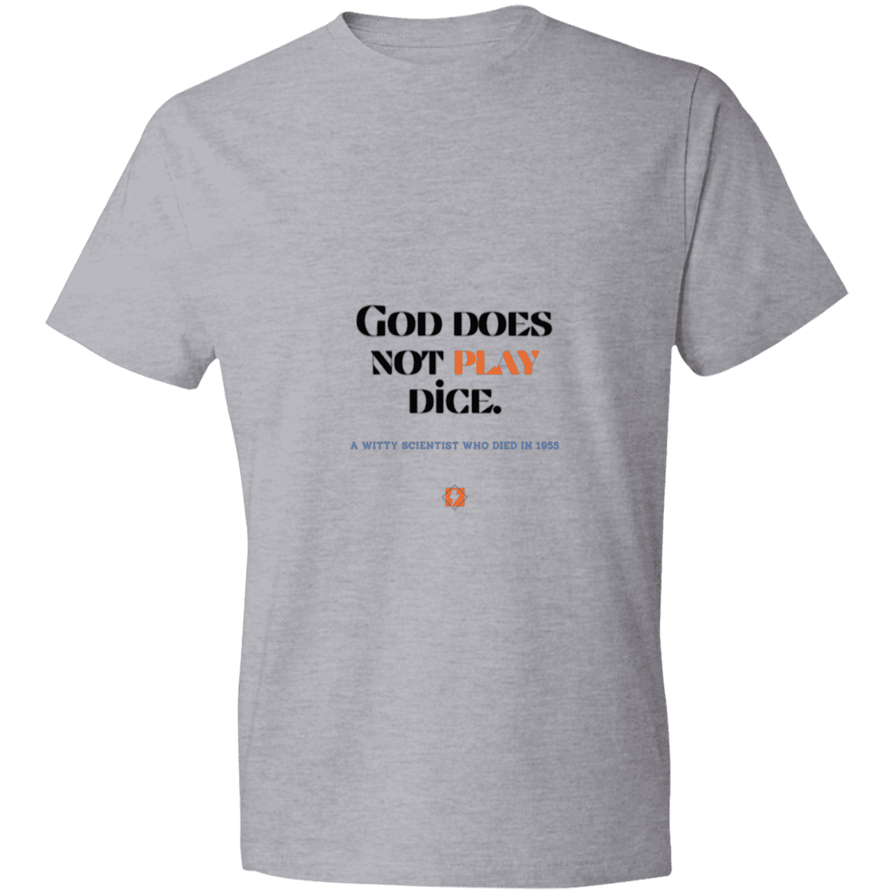 Men's T-Shirt Lightweight 980 with inspiring Einstein quote: E121 - God does not play dice - Color: Heather Grey