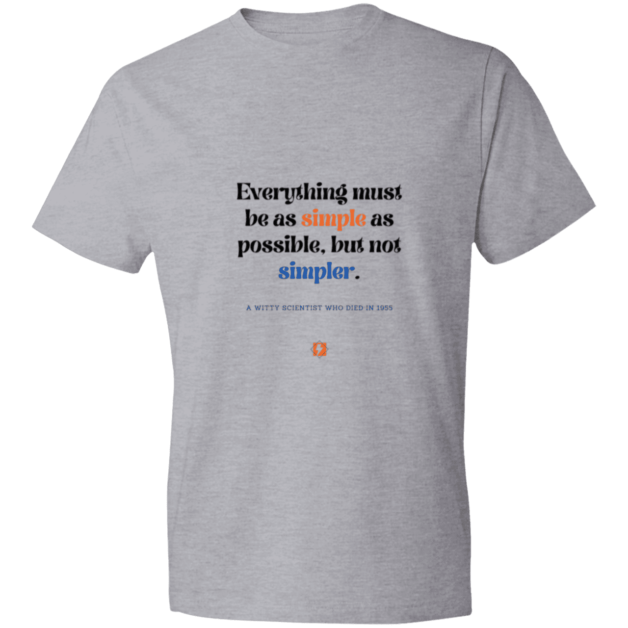 Men's T-Shirt Lightweight 980 with inspiring Einstein quote: E122 - Simplicity is best - Color: Heather Grey