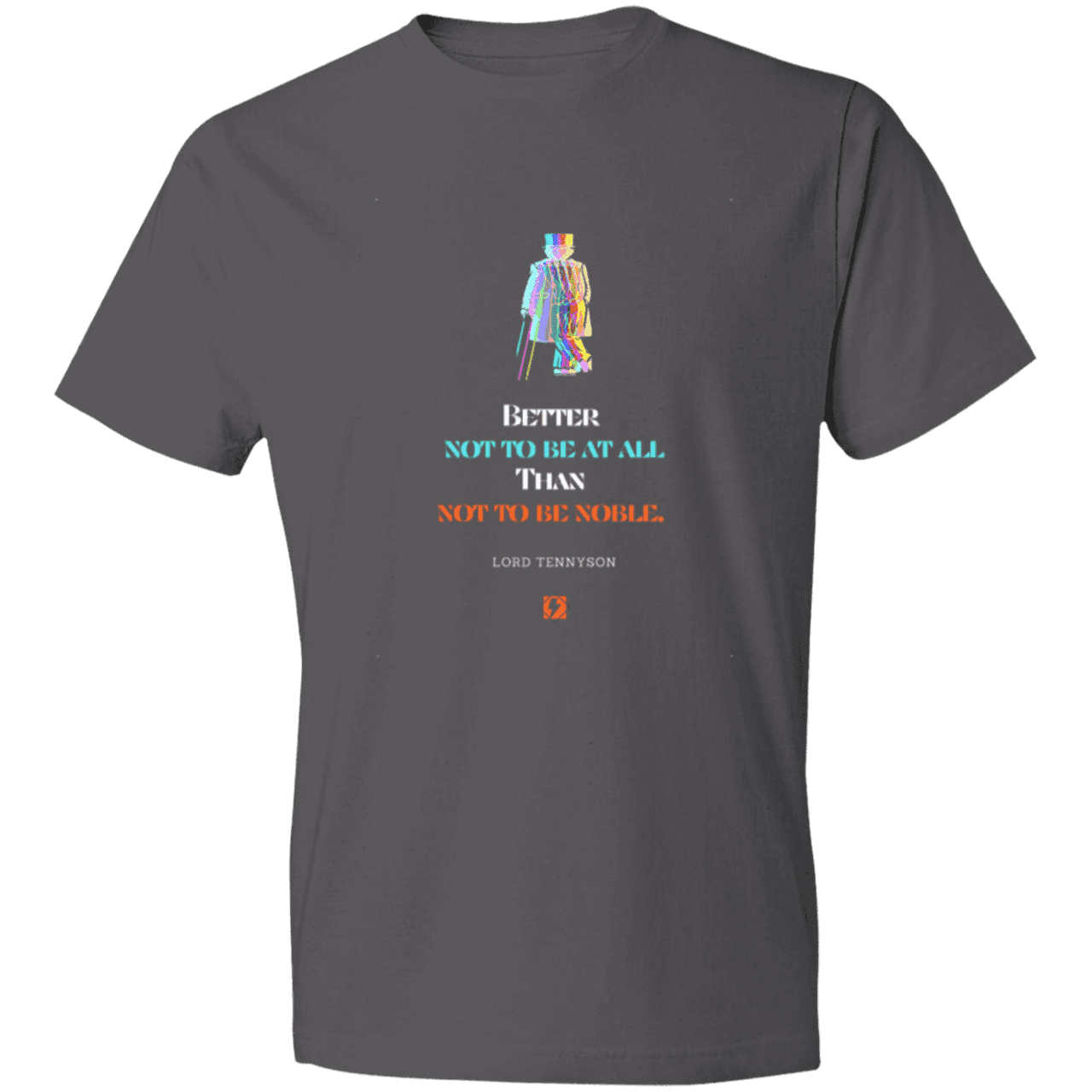 Men's T-Shirt Lightweight 980 with inspiring Tennyson quote: LT102 - Being noble is what counts - Color: Charcoal