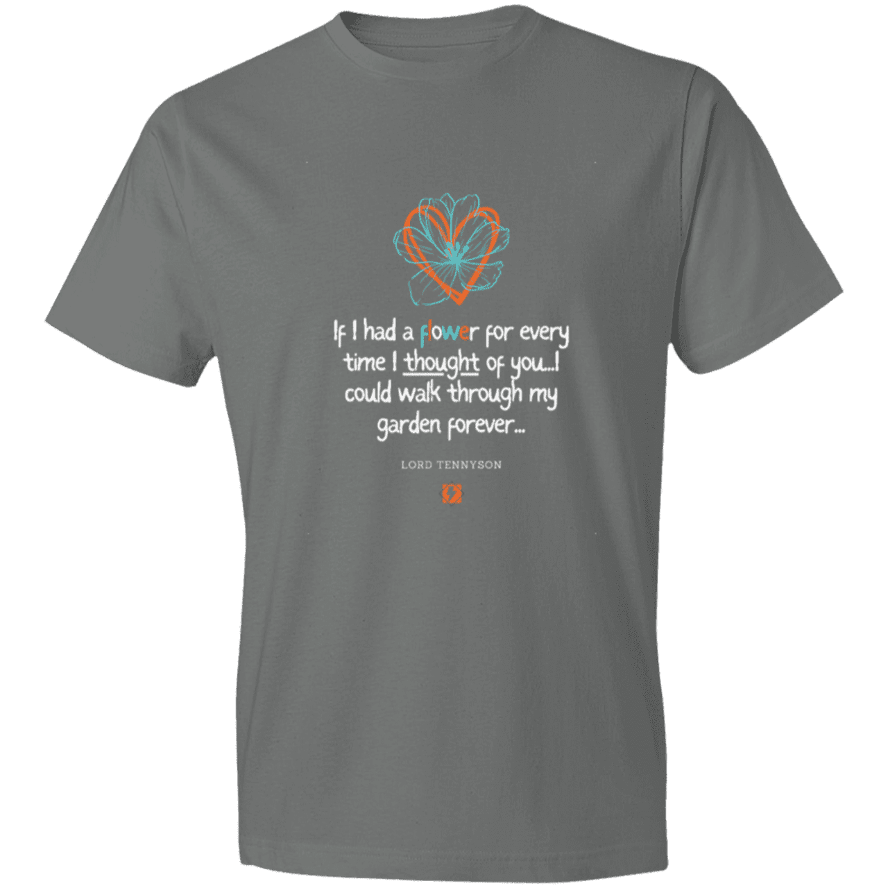 Men's T-Shirt Lightweight 980 with inspiring Tennyson quote: LT104 - Thinking of you - Color: Storm Grey