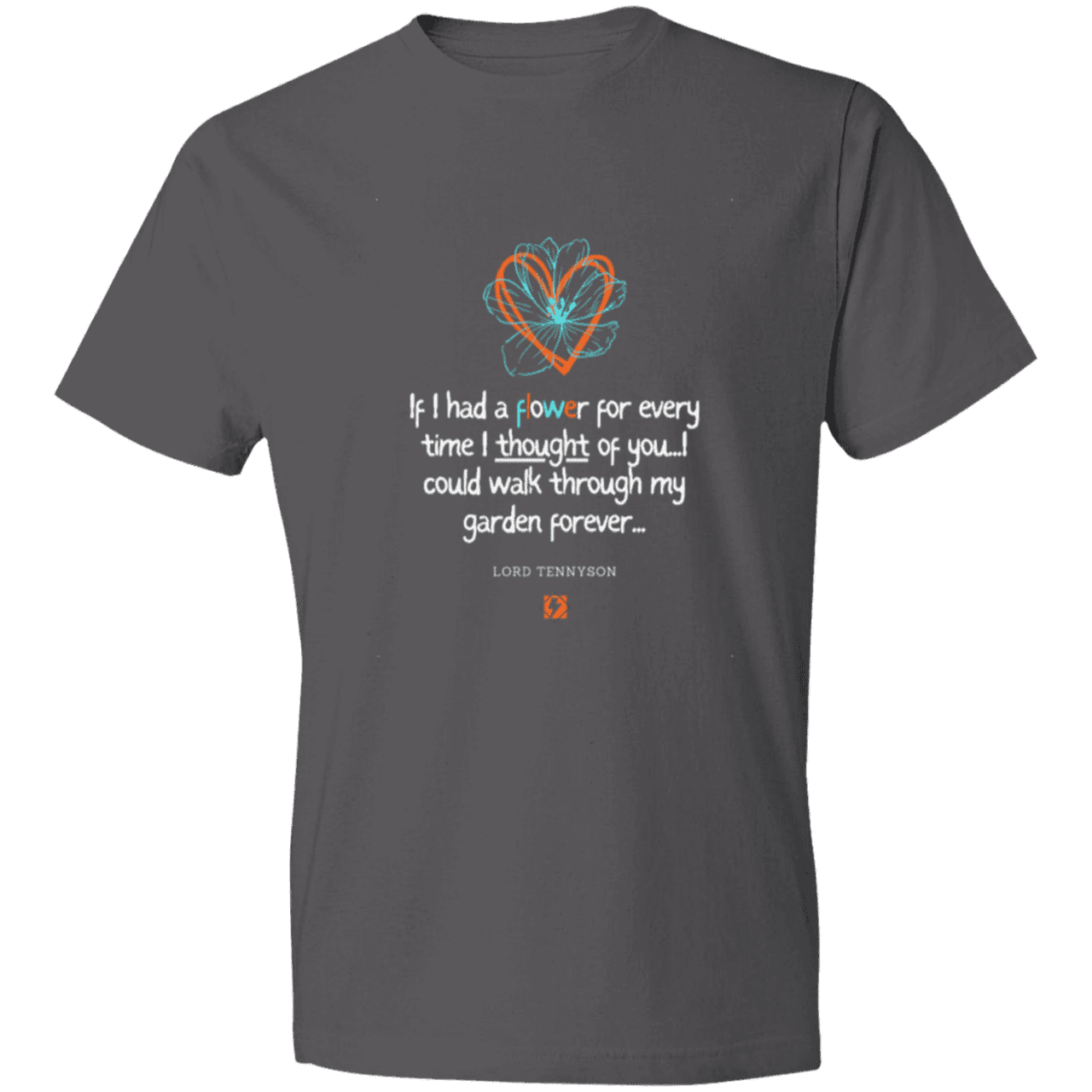 Men's T-Shirt Lightweight 980 with inspiring Tennyson quote: LT104 - Thinking of you - Color: Charcoal