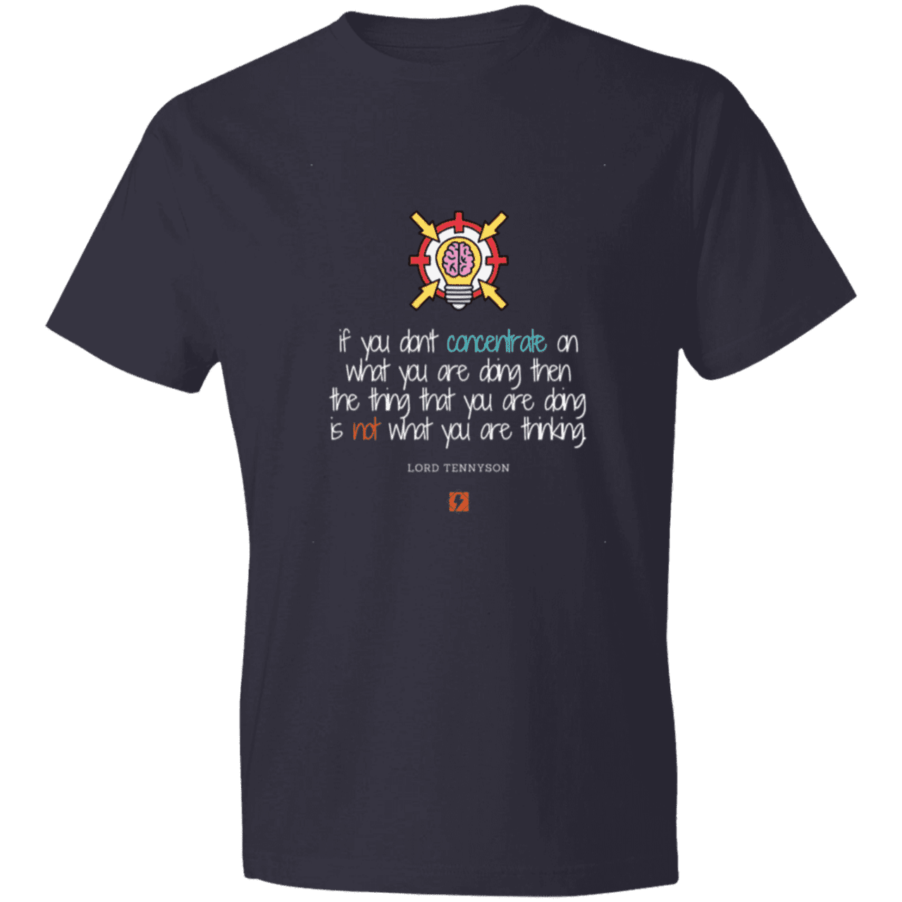 Men's T-Shirt Lightweight 980 with inspiring Tennyson quote: LT105 - Concentrate on your task - Color: Navy