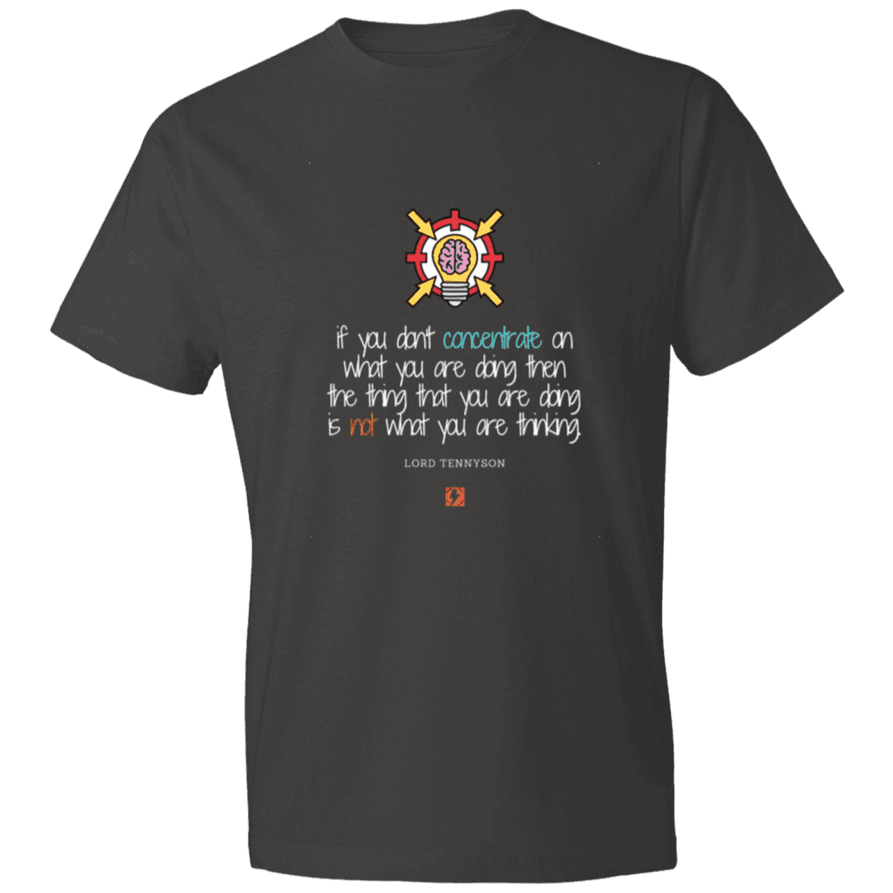 Men's T-Shirt Lightweight 980 with inspiring Tennyson quote: LT105 - Concentrate on your task - Color: Smoke