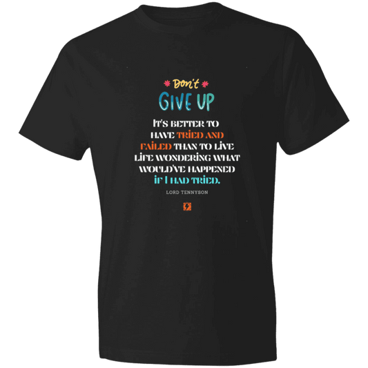 Men's T-Shirt Lightweight 980 with inspiring Tennyson quote: LT106 - Failure better than non-attempt - Color: Black