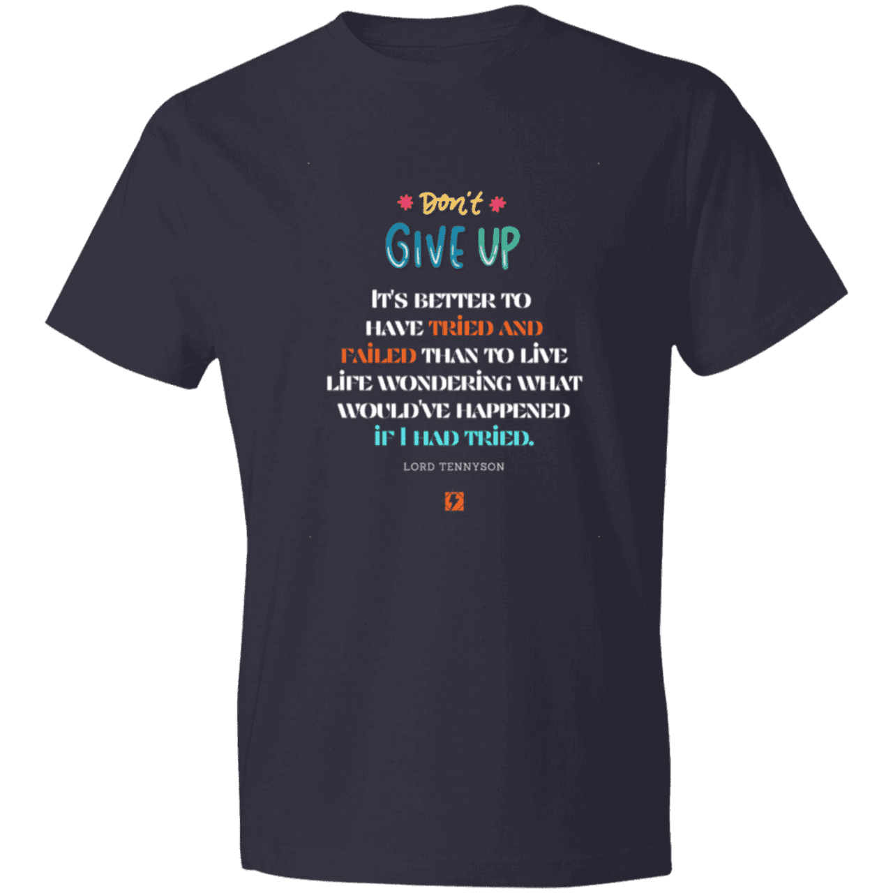 Men's T-Shirt Lightweight 980 with inspiring Tennyson quote: LT106 - Failure better than non-attempt - Color: Navy