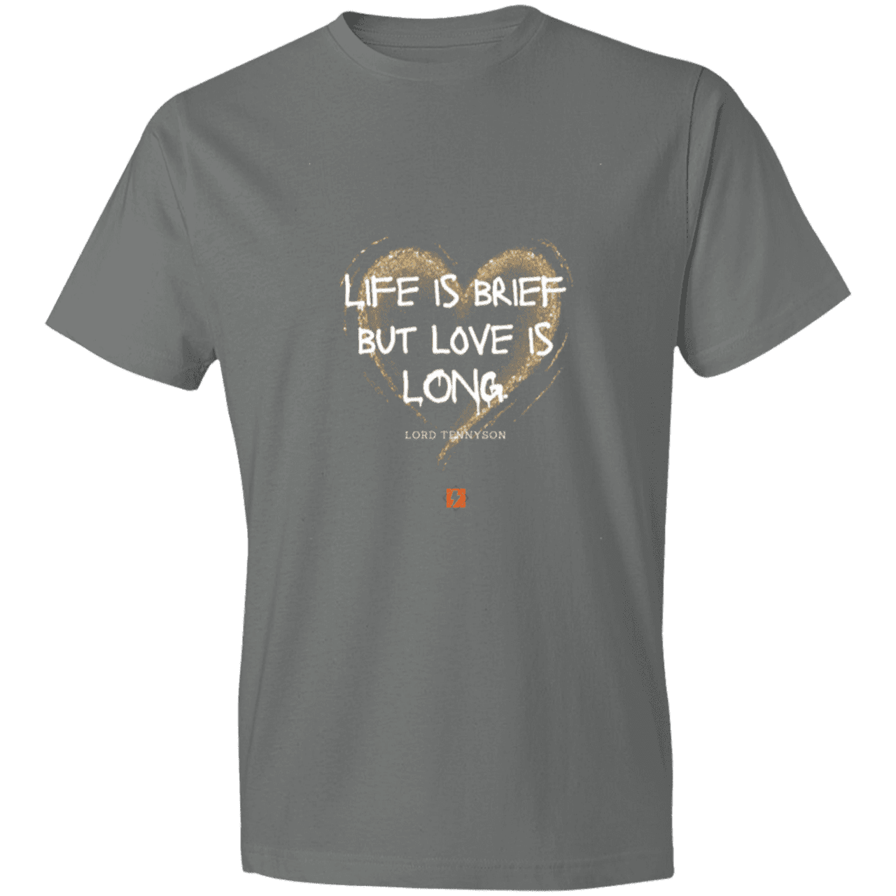 Men's T-Shirt Lightweight 980 with inspiring Tennyson quote: LT108 - Life vs Love - Color: Storm Grey