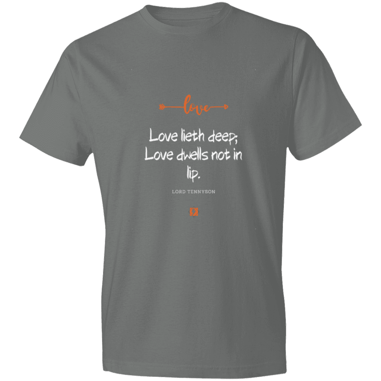 Men's T-Shirt Lightweight 980 with inspiring Tennyson quote: LT110 - Love is in the depth of the heart - Color: Storm Grey