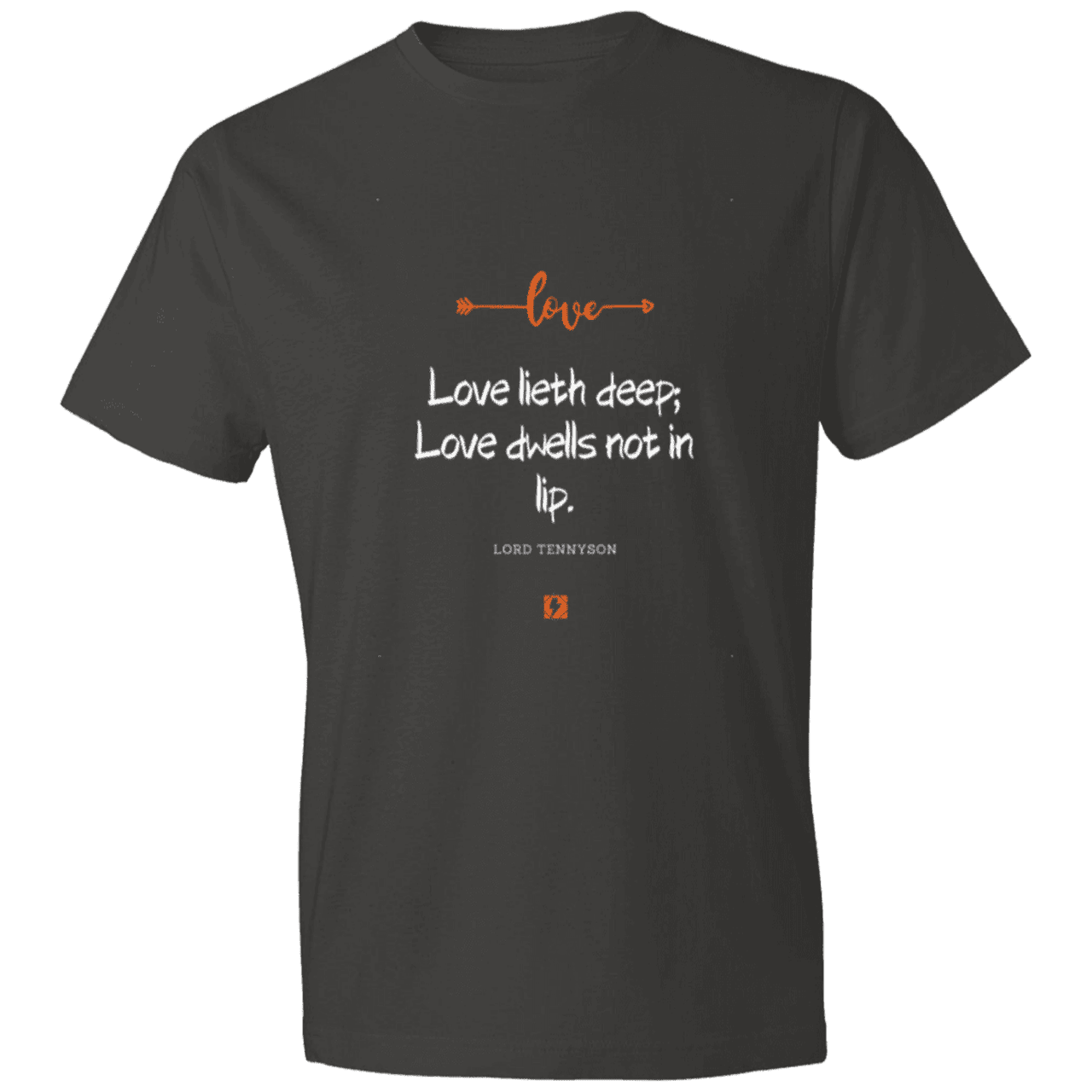 Men's T-Shirt Lightweight 980 with inspiring Tennyson quote: LT110 - Love is in the depth of the heart - Color: Smoke