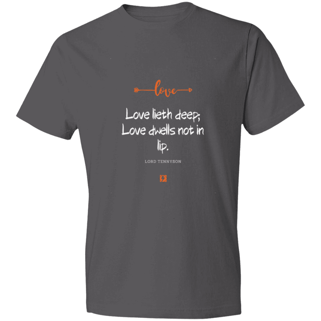 Men's T-Shirt Lightweight 980 with inspiring Tennyson quote: LT110 - Love is in the depth of the heart - Color: Charcoal