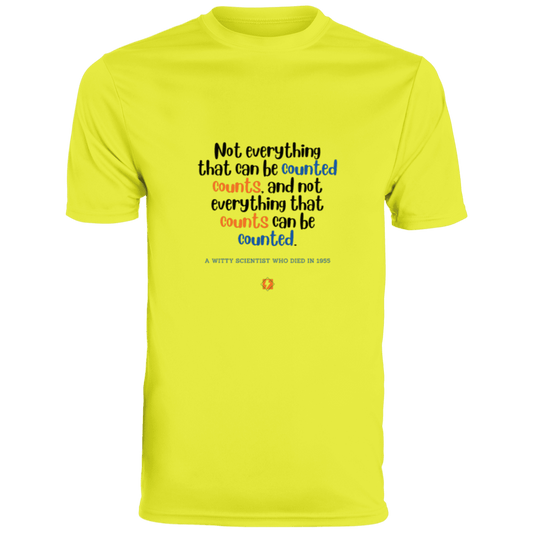 Men's T-Shirt Moisture-Wicking Tee 790 with inspiring Einstein quote: E104 - Not everything that can be counted counts - Color: Safety Yellow