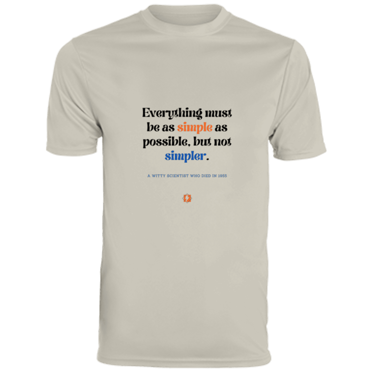 Men's T-Shirt Moisture-Wicking Tee 790 with inspiring Einstein quote: E122 - Simplicity is best - Color: Silver Grey