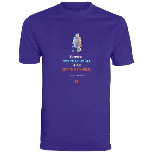 Men's T-Shirt Moisture-Wicking Tee 790 with inspiring Tennyson quote: LT102 - Being noble is what counts - Color: Purple