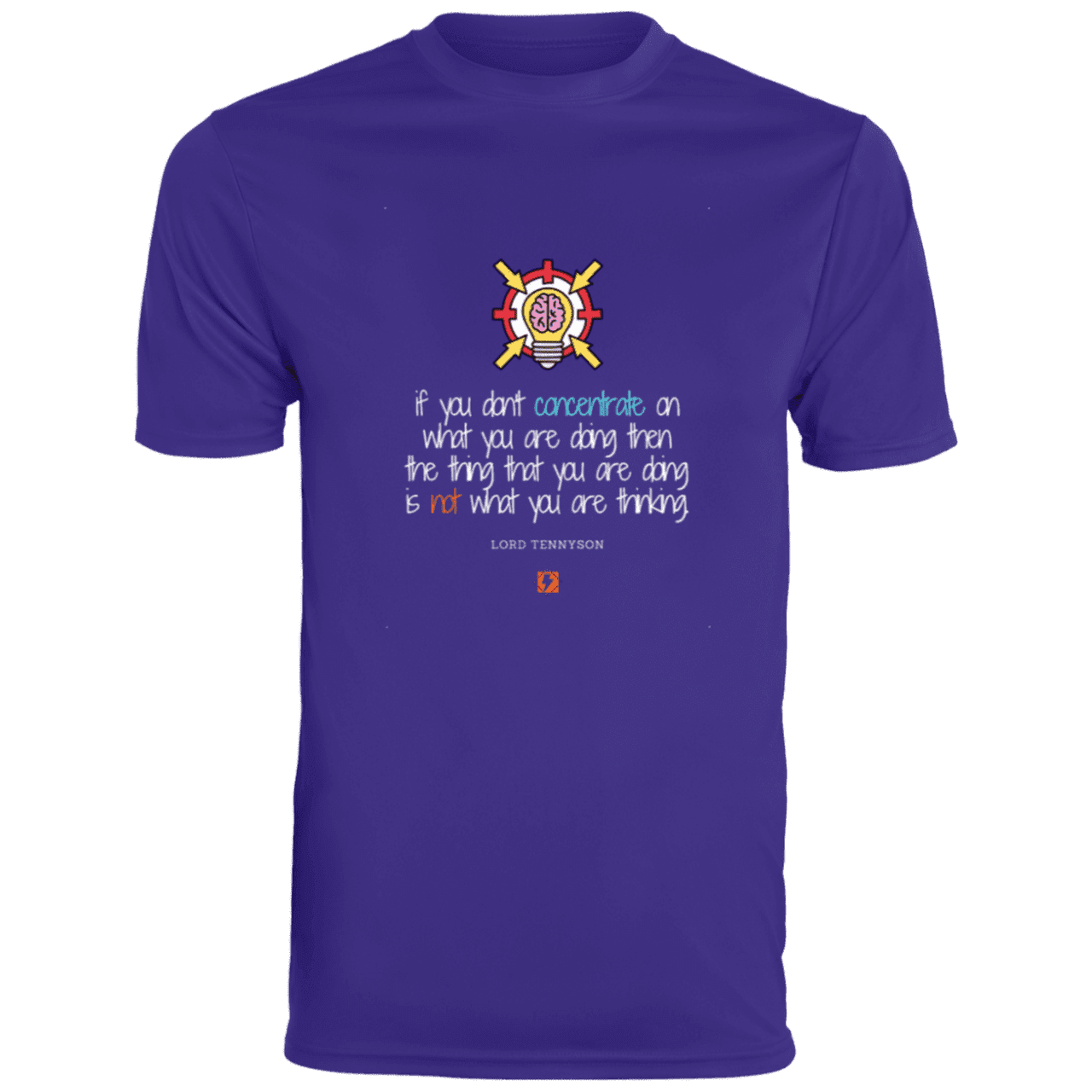 Men's T-Shirt Moisture-Wicking Tee 790 with inspiring Tennyson quote: LT105 - Concentrate on your task - Color: Purple