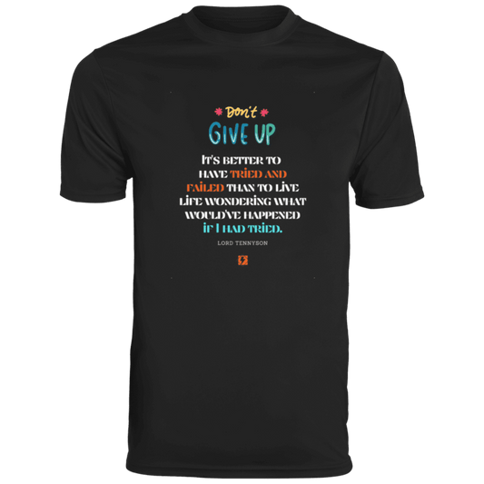 Men's T-Shirt Moisture-Wicking Tee 790 with inspiring Tennyson quote: LT106 - Failure better than non-attempt - Color: Black