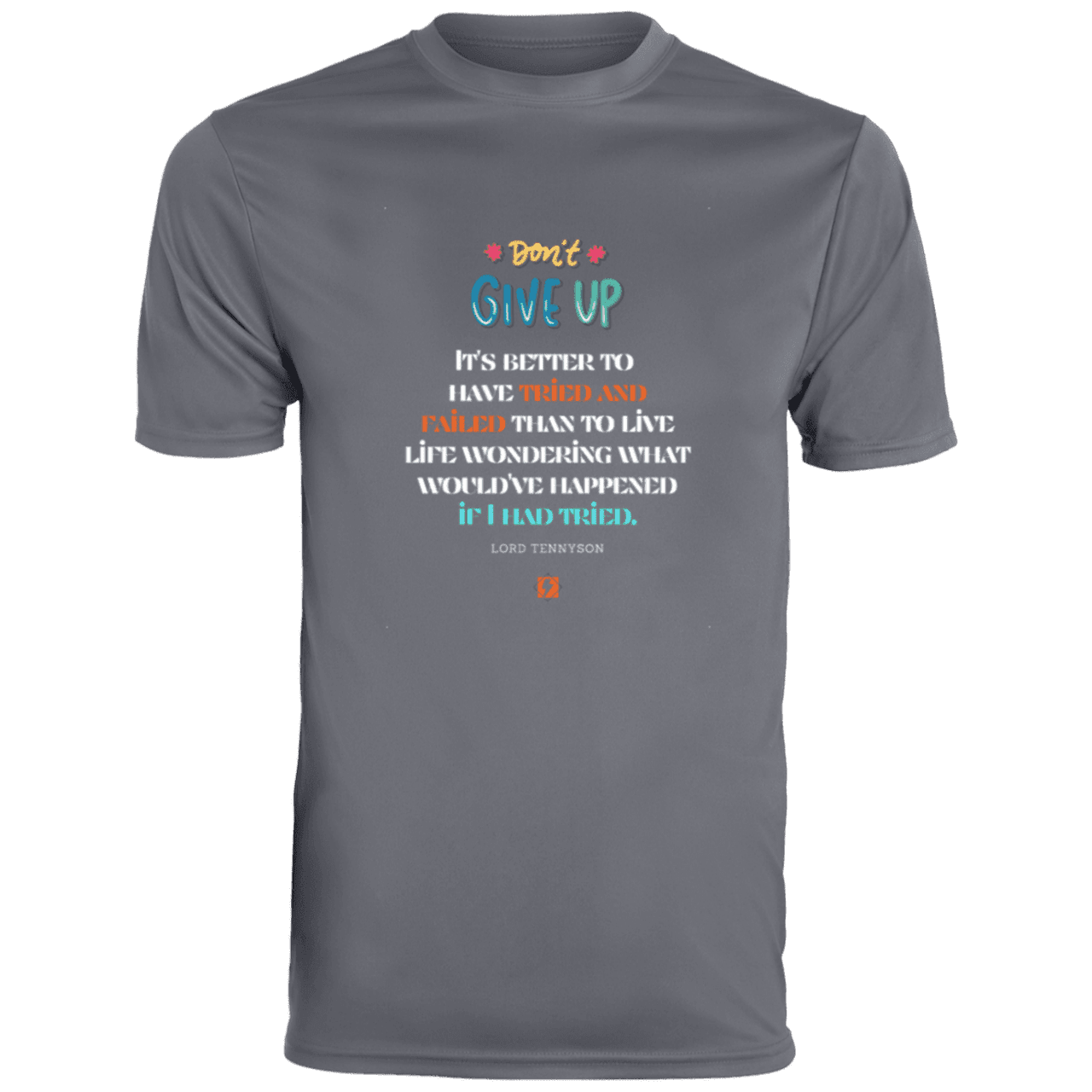 Men's T-Shirt Moisture-Wicking Tee 790 with inspiring Tennyson quote: LT106 - Failure better than non-attempt - Color: Graphite