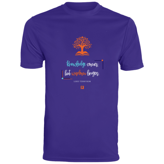 Men's T-Shirt Moisture-Wicking Tee 790 with inspiring Tennyson quote: LT107 - Knowledge vs Wisdom - Color: Purple