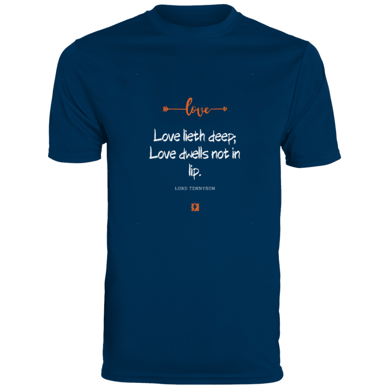 Men's T-Shirt Moisture-Wicking Tee 790 with inspiring Tennyson quote: LT110 - Love is in the depth of the heart - Color: Navy