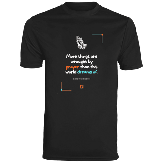 Men's T-Shirt Moisture-Wicking Tee 790 with inspiring Tennyson quote: LT111 - Prayer accomplishes things not dreams - Color: Black